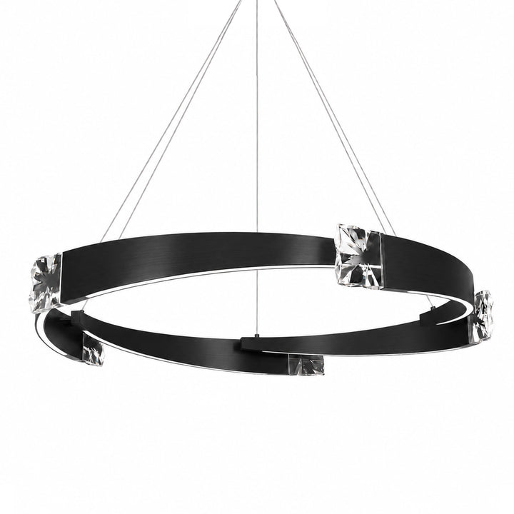 Arcus Segmental Crystal Chandelier in Satin Brushed Black by Zeev