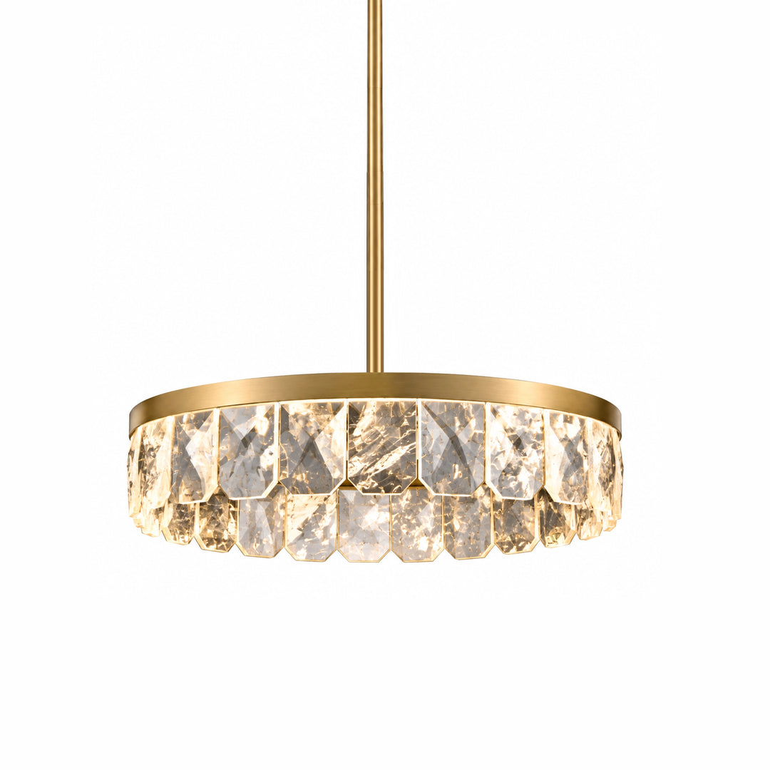Odraz Infused Crystal Chandelier in Aged Brass by Zeev