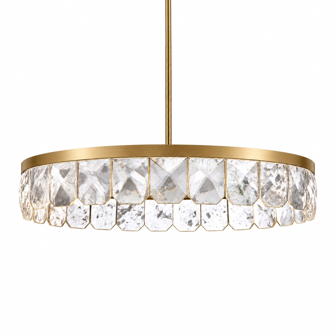 Odraz Infused Crystal Chandelier in Aged Brass by Zeev