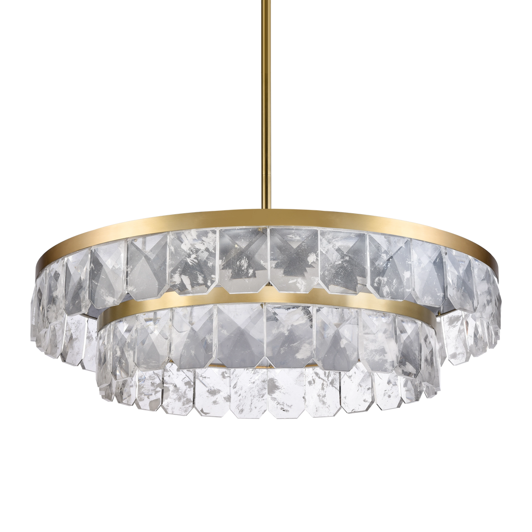 Odraz Infused Crystal Chandelier in Aged Brass by Zeev