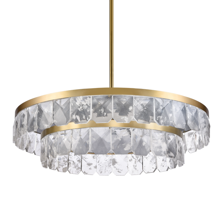 Odraz Infused Crystal Chandelier in Aged Brass by Zeev