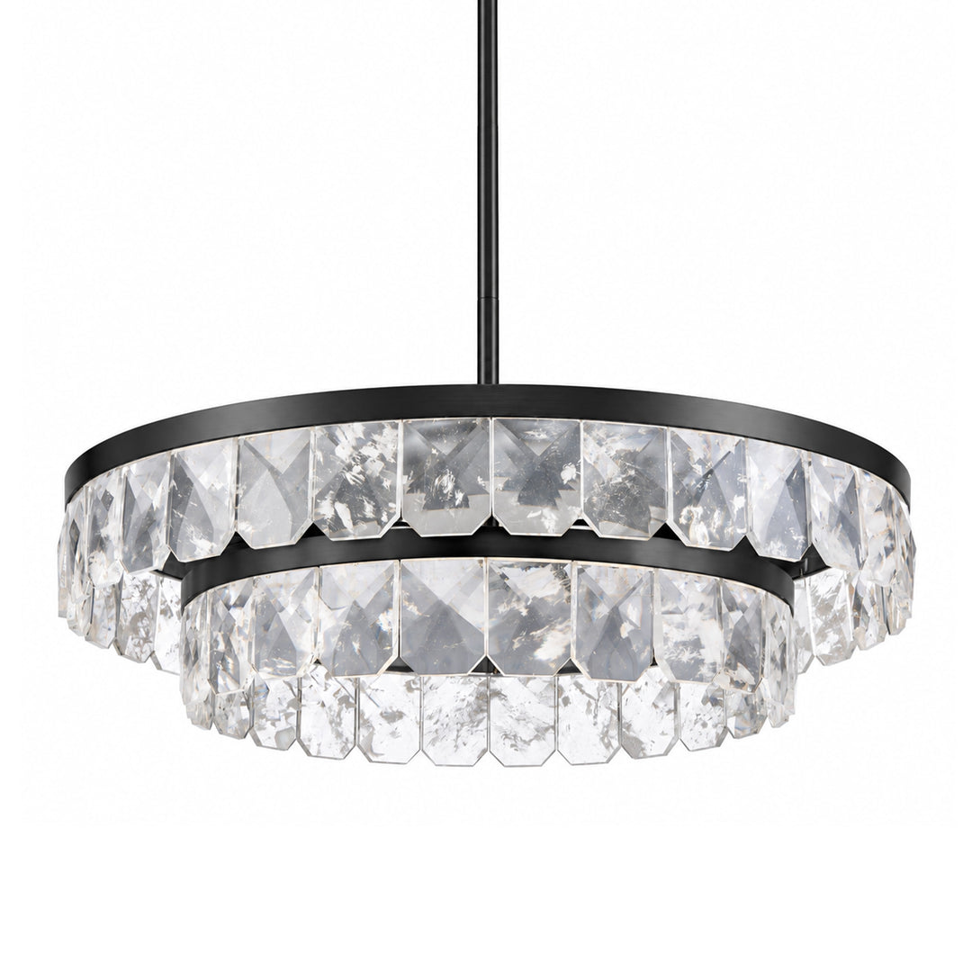 Odraz Infused Crystal Chandelier in Satin Brushed Black by Zeev
