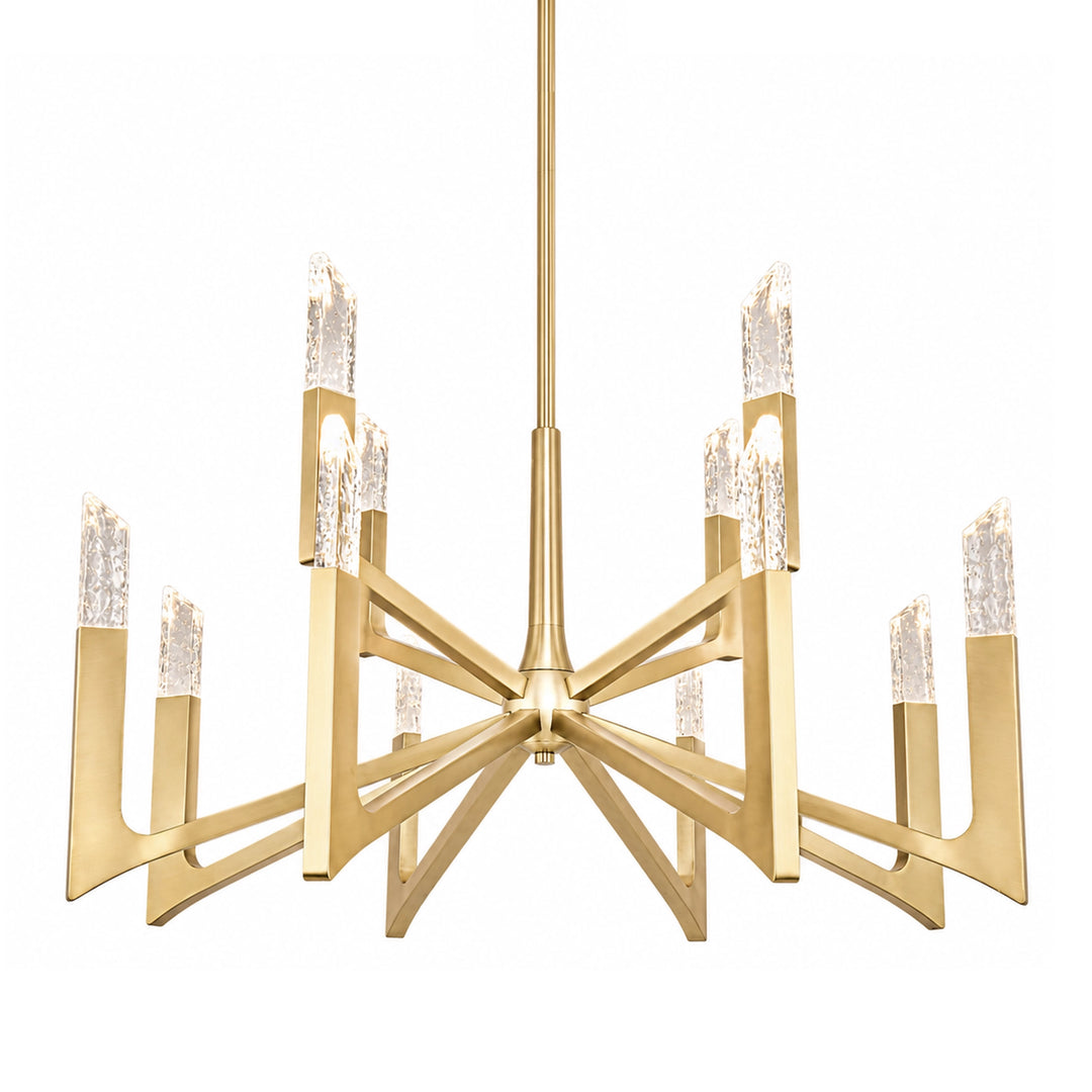 Valenza Reversible Water Glass Chandelier in Aged Brass by Zeev