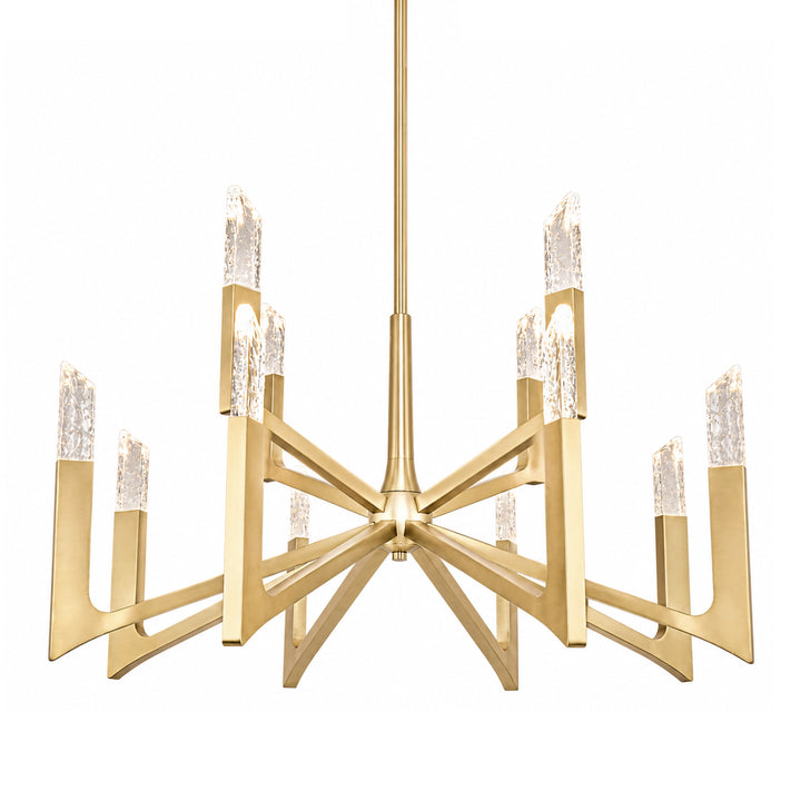 Valenza Reversible Water Glass Chandelier in Aged Brass by Zeev