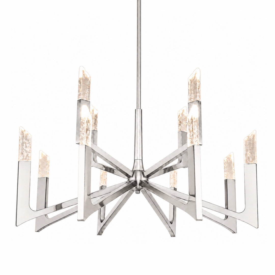 Valenza Reversible Water Glass Chandelier in Polished Nickel by Zeev