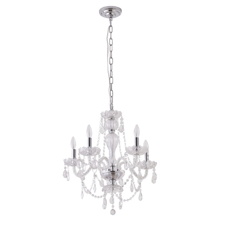 Clear Crystal Chandelier with Clear Glass Arms & Chrome Hardware by Bethel - view 2