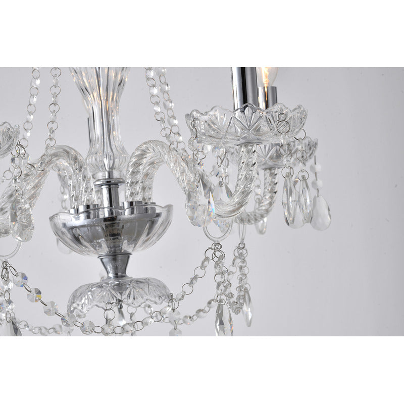 Clear Crystal Chandelier with Clear Glass Arms &amp; Chrome Hardware