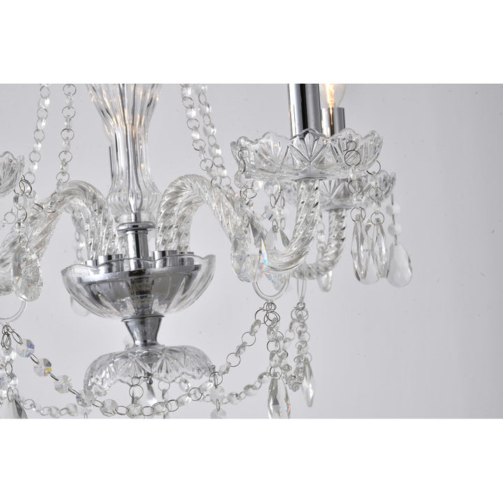 Clear Crystal Chandelier with Clear Glass Arms &amp; Chrome Hardware