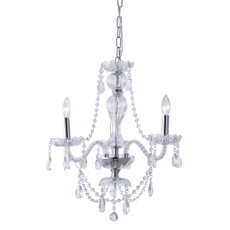Clear Crystal Chandelier with Twisted Glass Arms and Chrome Hardware by Bethel