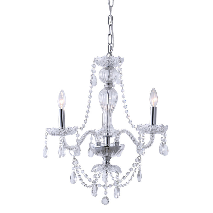 Clear Crystal Chandelier with Twisted Glass Arms and Chrome Hardware by Bethel