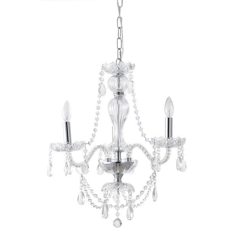 Clear Crystal Chandelier with Twisted Glass Arms and Chrome Hardware by Bethel - view 2