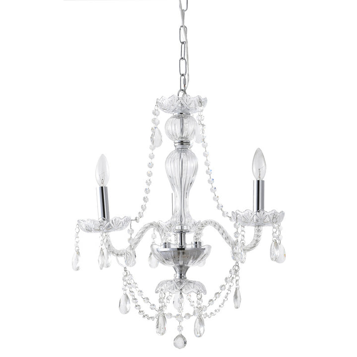 Clear Crystal Chandelier with Twisted Glass Arms and Chrome Hardware by Bethel - view 2