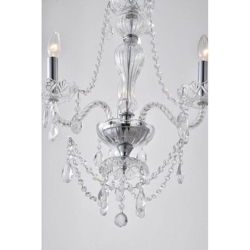 Clear Crystal Chandelier with Twisted Glass Arms and Chrome Hardware by Bethel - view 3