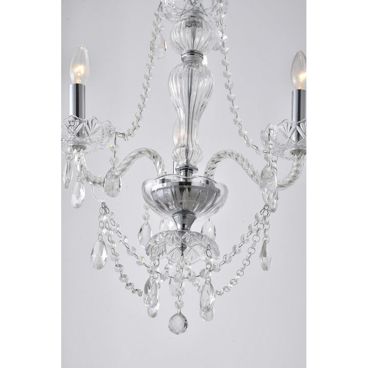Clear Crystal Chandelier with Twisted Glass Arms and Chrome Hardware by Bethel - view 4