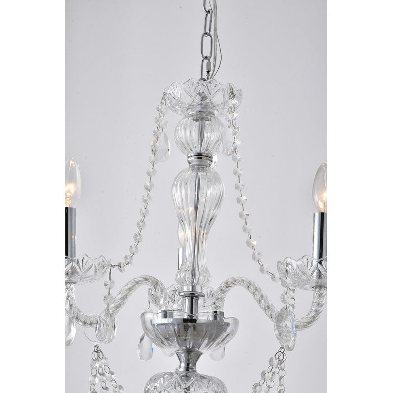 Clear Crystal Chandelier with Twisted Glass Arms and Chrome Hardware by Bethel - view 5