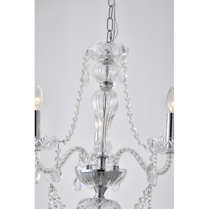 Clear Crystal Chandelier with Twisted Glass Arms and Chrome Hardware by Bethel - view 5