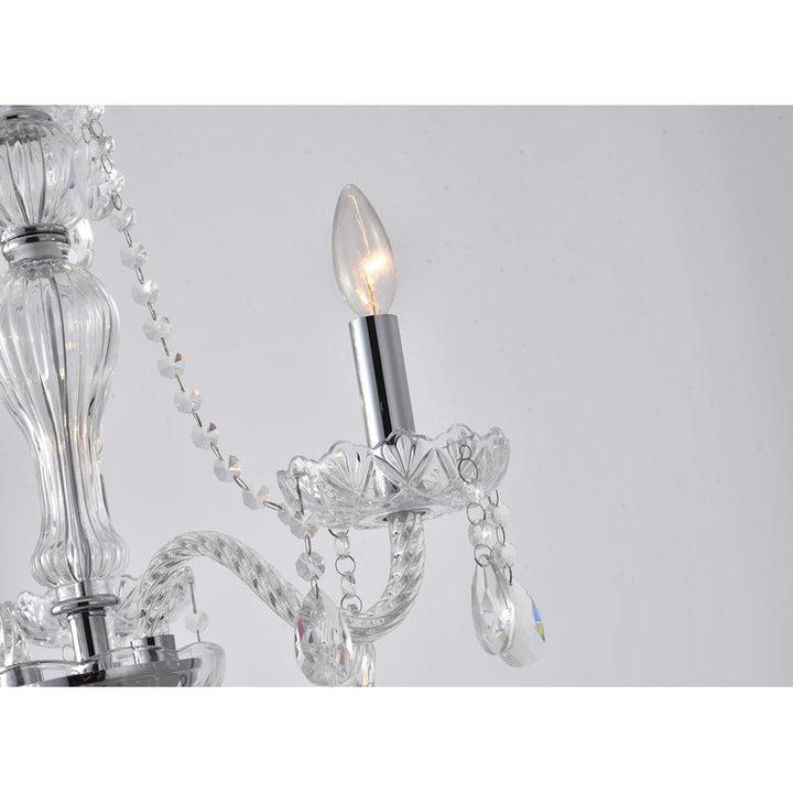 Clear Crystal Chandelier with Twisted Glass Arms and Chrome Hardware by Bethel - view 6