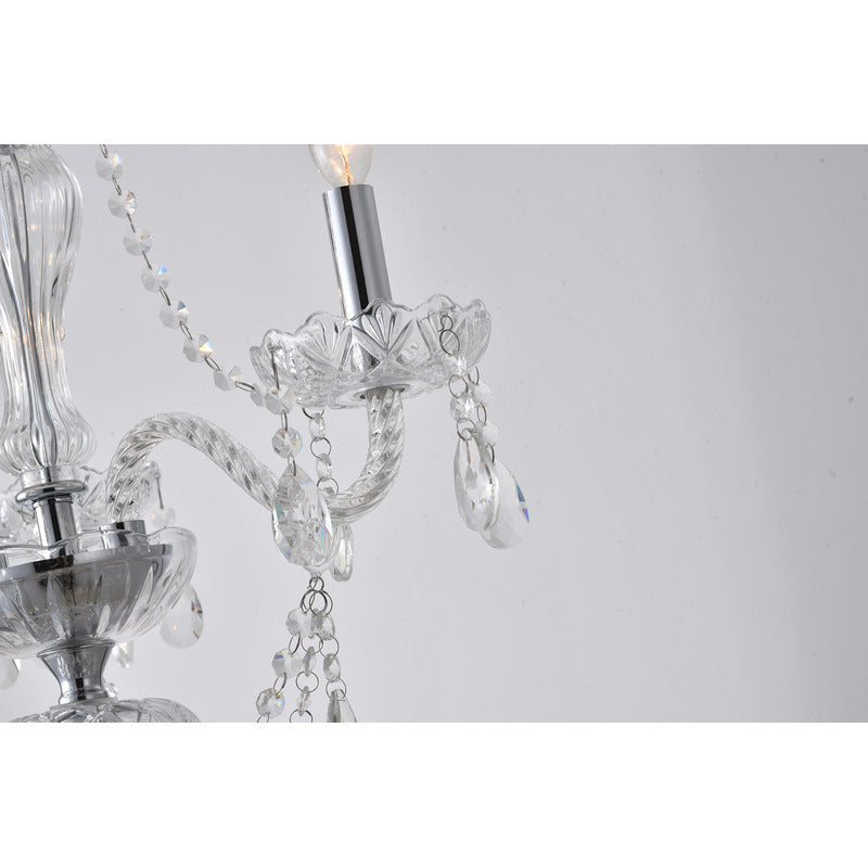 Clear Crystal Chandelier with Twisted Glass Arms and Chrome Hardware by Bethel - view 7