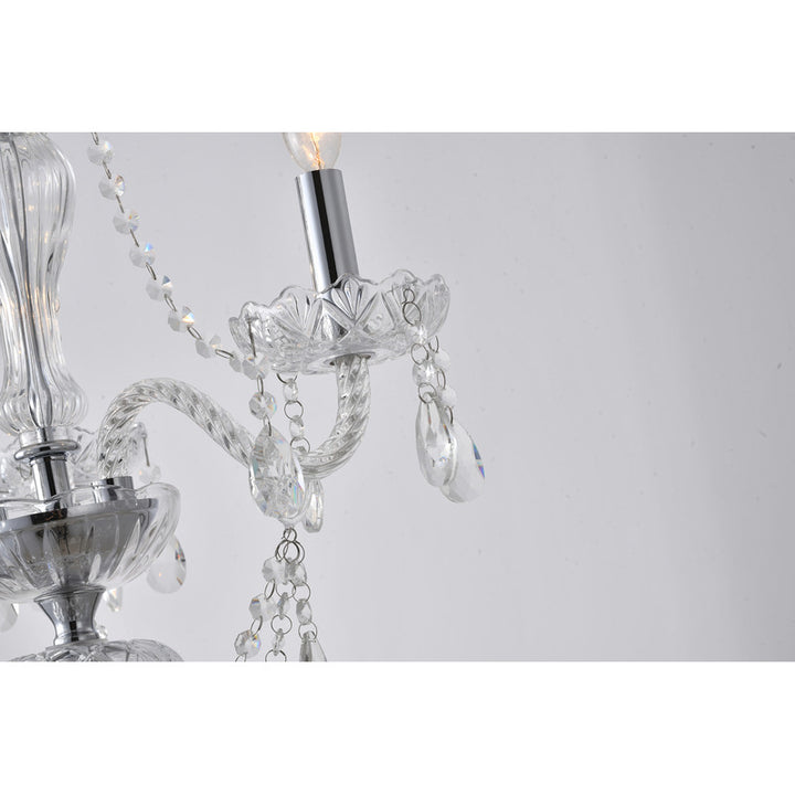 Clear Crystal Chandelier with Twisted Glass Arms and Chrome Hardware by Bethel - view 7