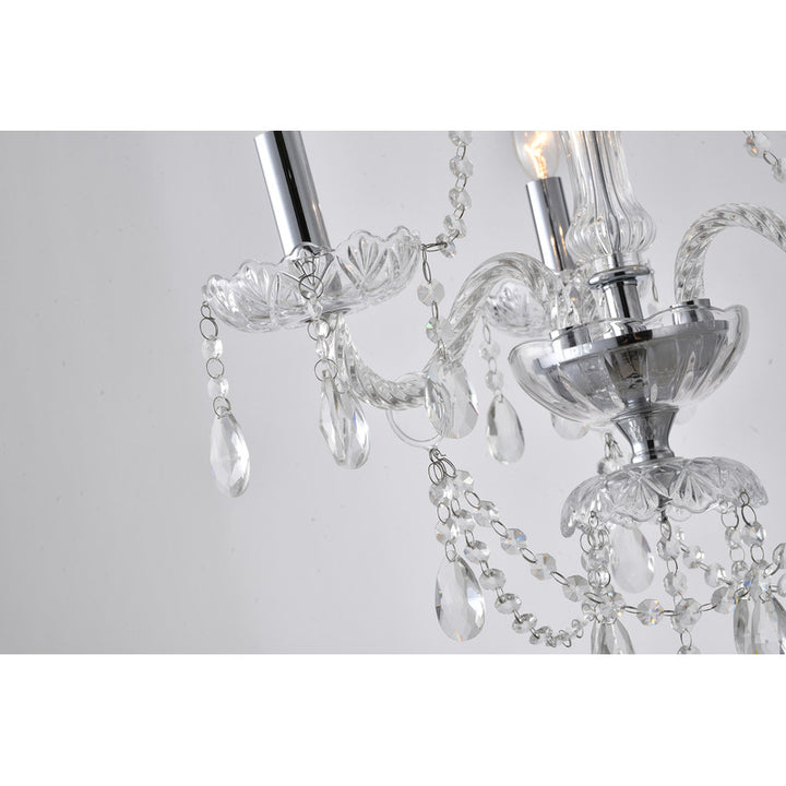 Clear Crystal Chandelier with Twisted Glass Arms and Chrome Hardware by Bethel - view 9