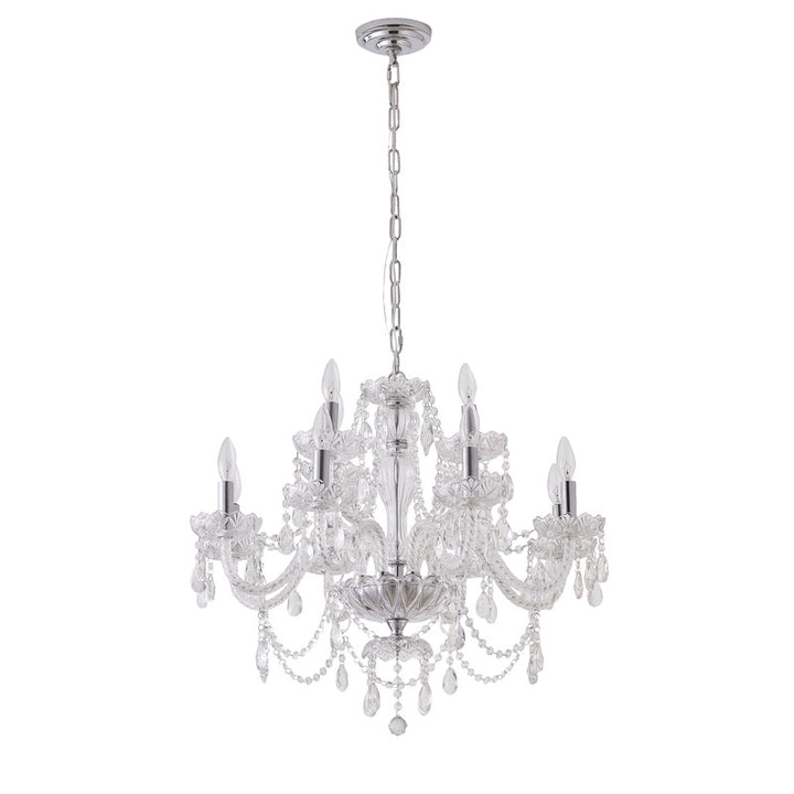 Two Tier Clear Crystal Chandelier with Twisted Glass Arms and Chrome Hardware by Bethel - view 2