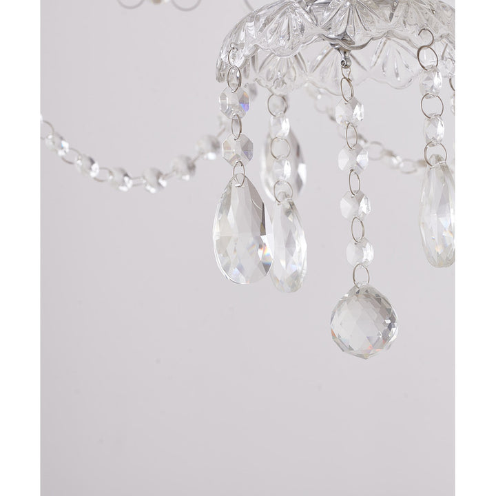 Two Tier Clear Crystal Chandelier with Twisted Glass Arms and Chrome Hardware by Bethel - view 4