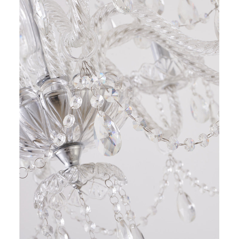 Two Tier Clear Crystal Chandelier with Twisted Glass Arms and Chrome Hardware by Bethel - view 5