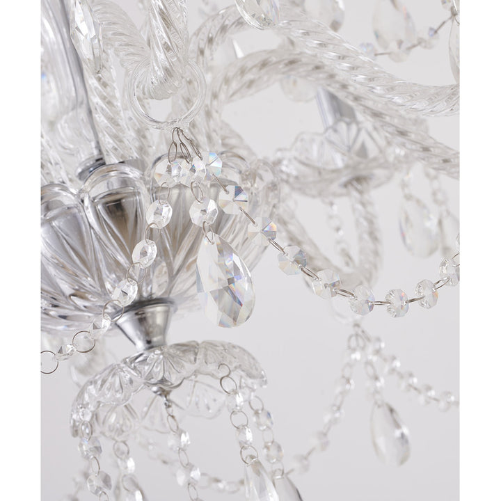 Two Tier Clear Crystal Chandelier with Twisted Glass Arms and Chrome Hardware by Bethel - view 5