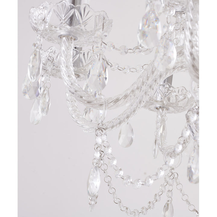 Two Tier Clear Crystal Chandelier with Twisted Glass Arms and Chrome Hardware by Bethel - view 6
