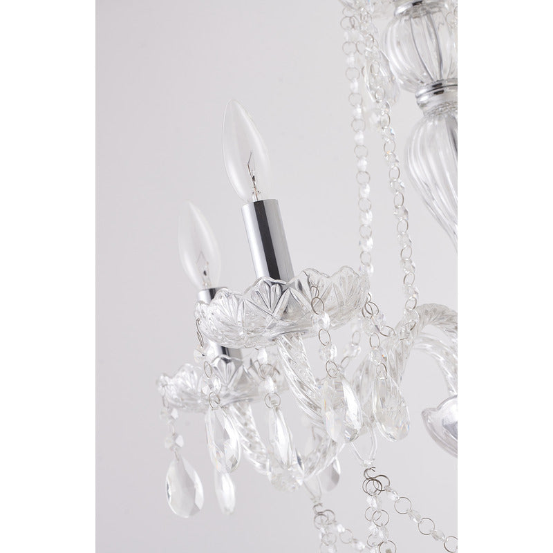Two Tier Clear Crystal Chandelier with Twisted Glass Arms and Chrome Hardware by Bethel - view 7