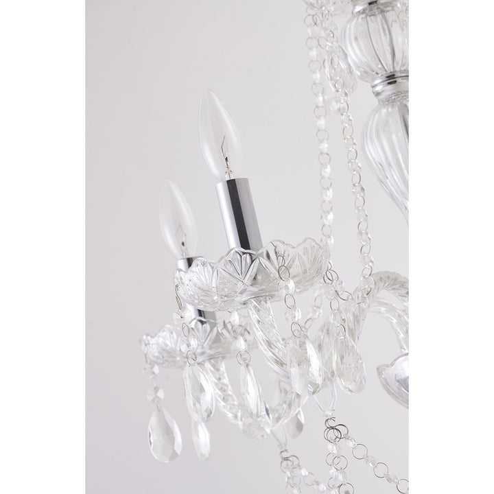 Two Tier Clear Crystal Chandelier with Twisted Glass Arms and Chrome Hardware by Bethel - view 7