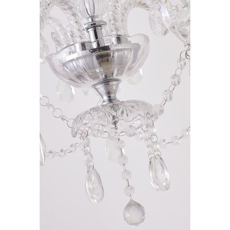 Two Tier Clear Crystal Chandelier with Twisted Glass Arms and Chrome Hardware by Bethel - view 8