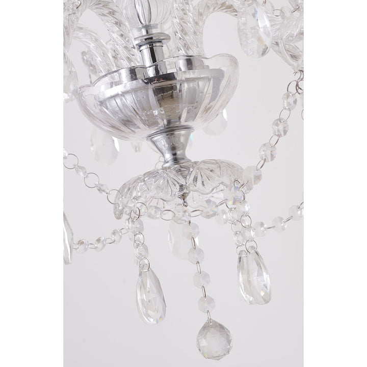 Two Tier Clear Crystal Chandelier with Twisted Glass Arms and Chrome Hardware by Bethel - view 8