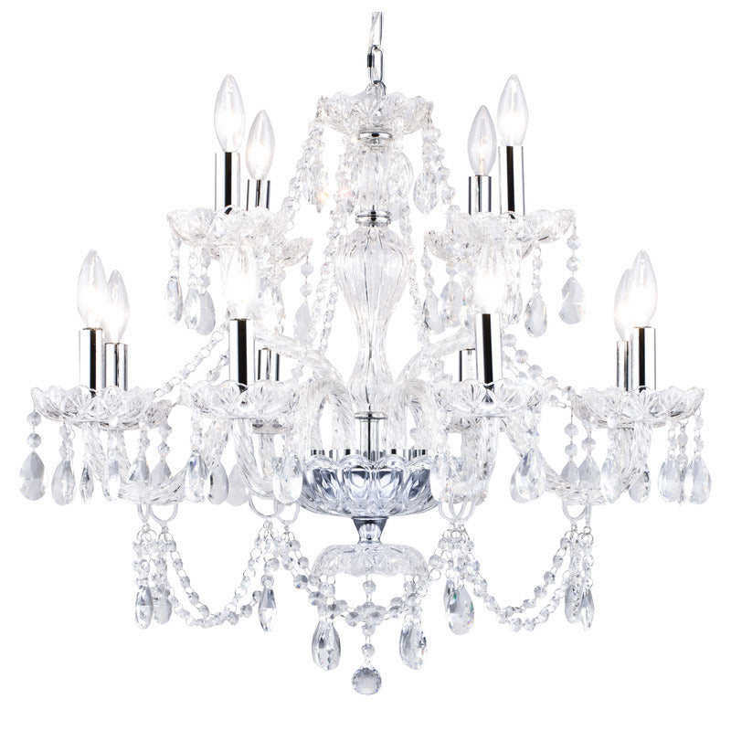 Two Tier Clear Crystal Chandelier with Twisted Glass Arms and Chrome Hardware by Bethel - view 10