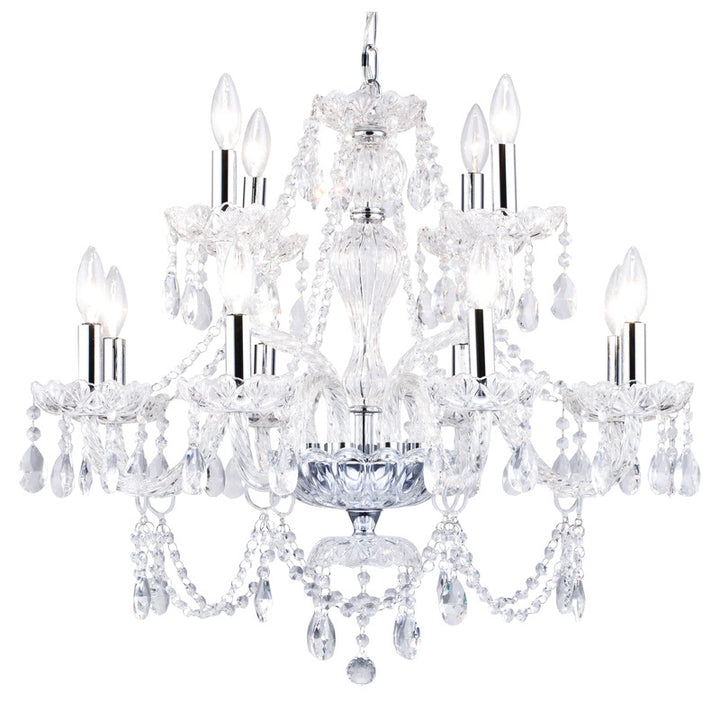 Two Tier Clear Crystal Chandelier with Twisted Glass Arms and Chrome Hardware by Bethel - view 10