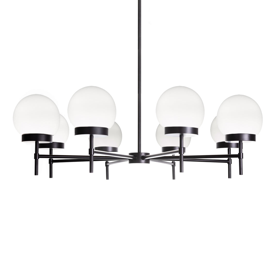 Liberty 8-Light Chandelier in Black with Opal Glass by Russell