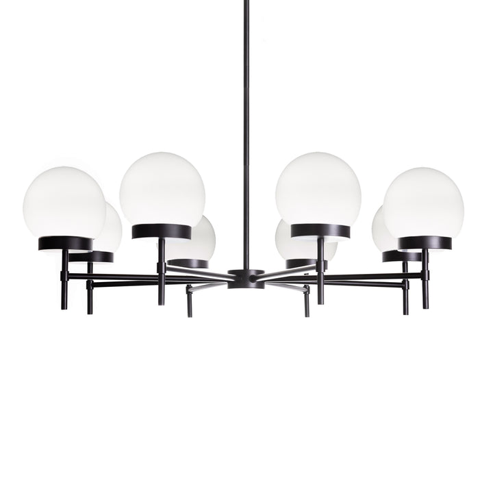 Liberty 8-Light Chandelier in Black with Opal Glass by Russell