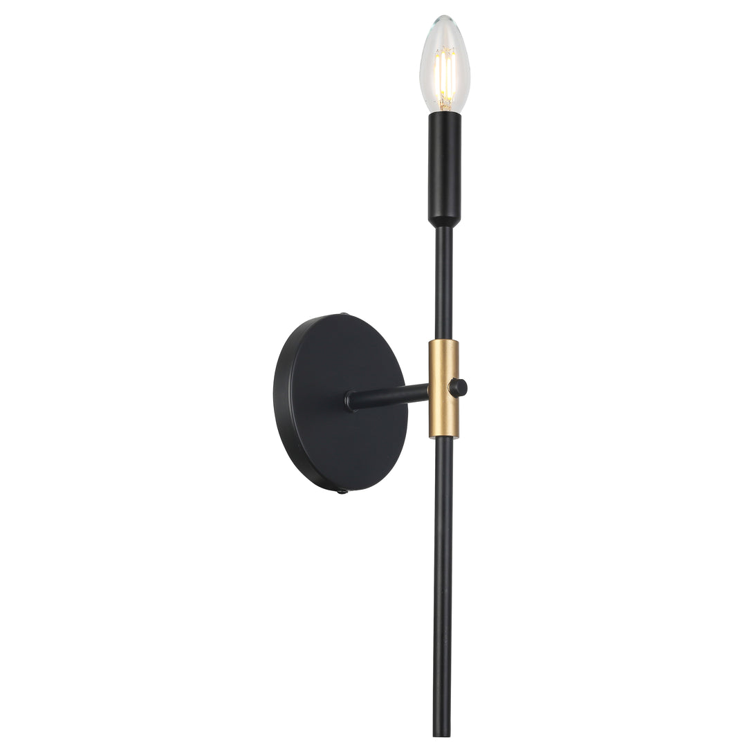 Cinthia 1 Light Wall Sconce in Matte Black & Aged Brass by Dainolite