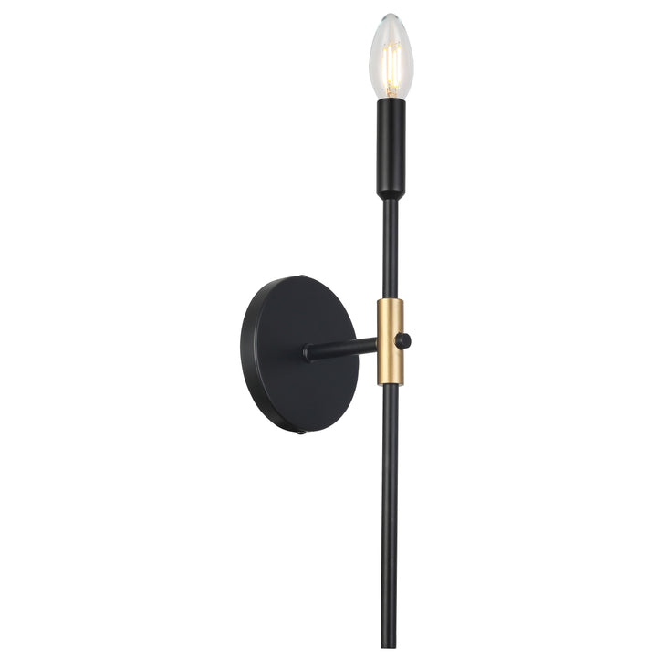 Cinthia 1 Light Wall Sconce in Matte Black & Aged Brass by Dainolite
