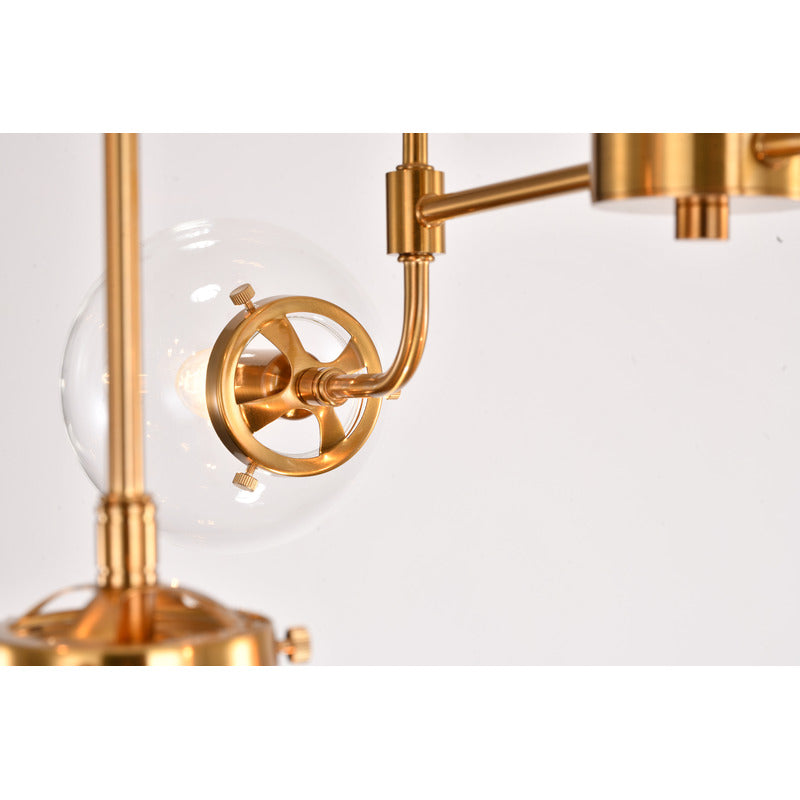 Brass Metal Frame Light Fixture with Clear Glass Shade by Bethel - view 6