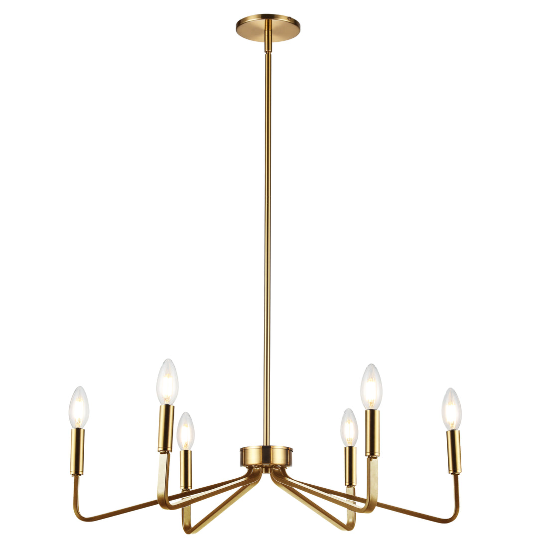 Clayton 6 Light Incandescent Chandelier in Aged Brass by Dainolite