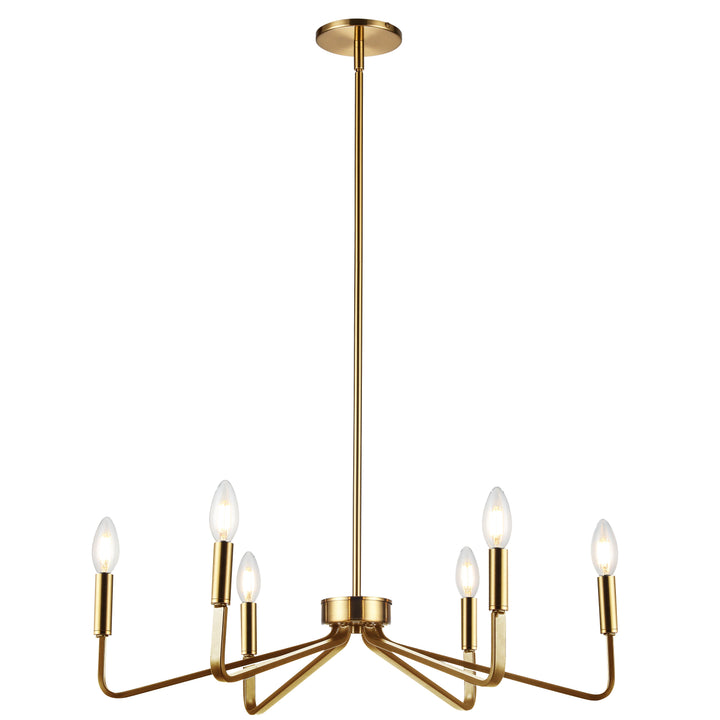 Clayton 6 Light Incandescent Chandelier in Aged Brass by Dainolite