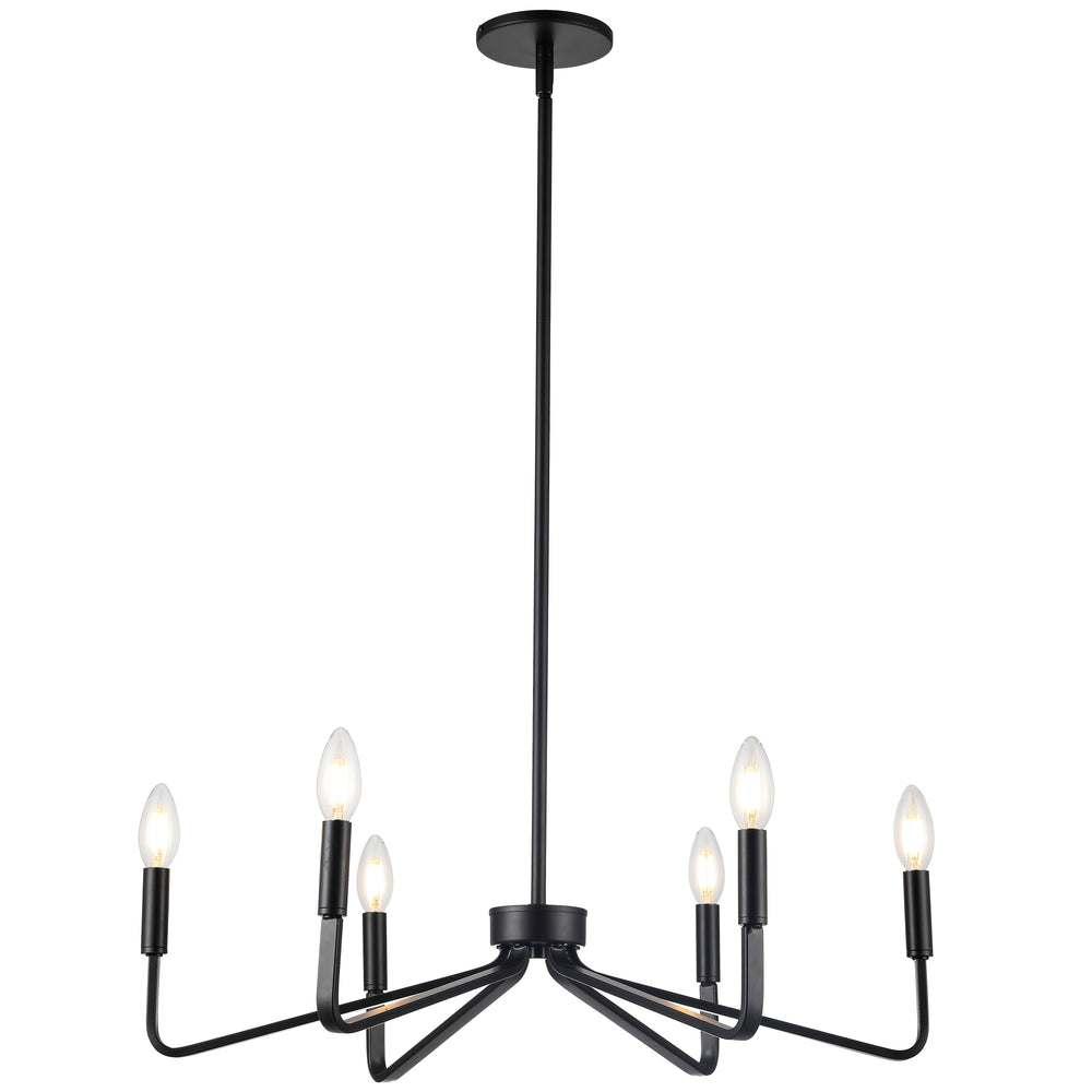 Clayton 6 Light Incandescent Chandelier in Black by Dainolite