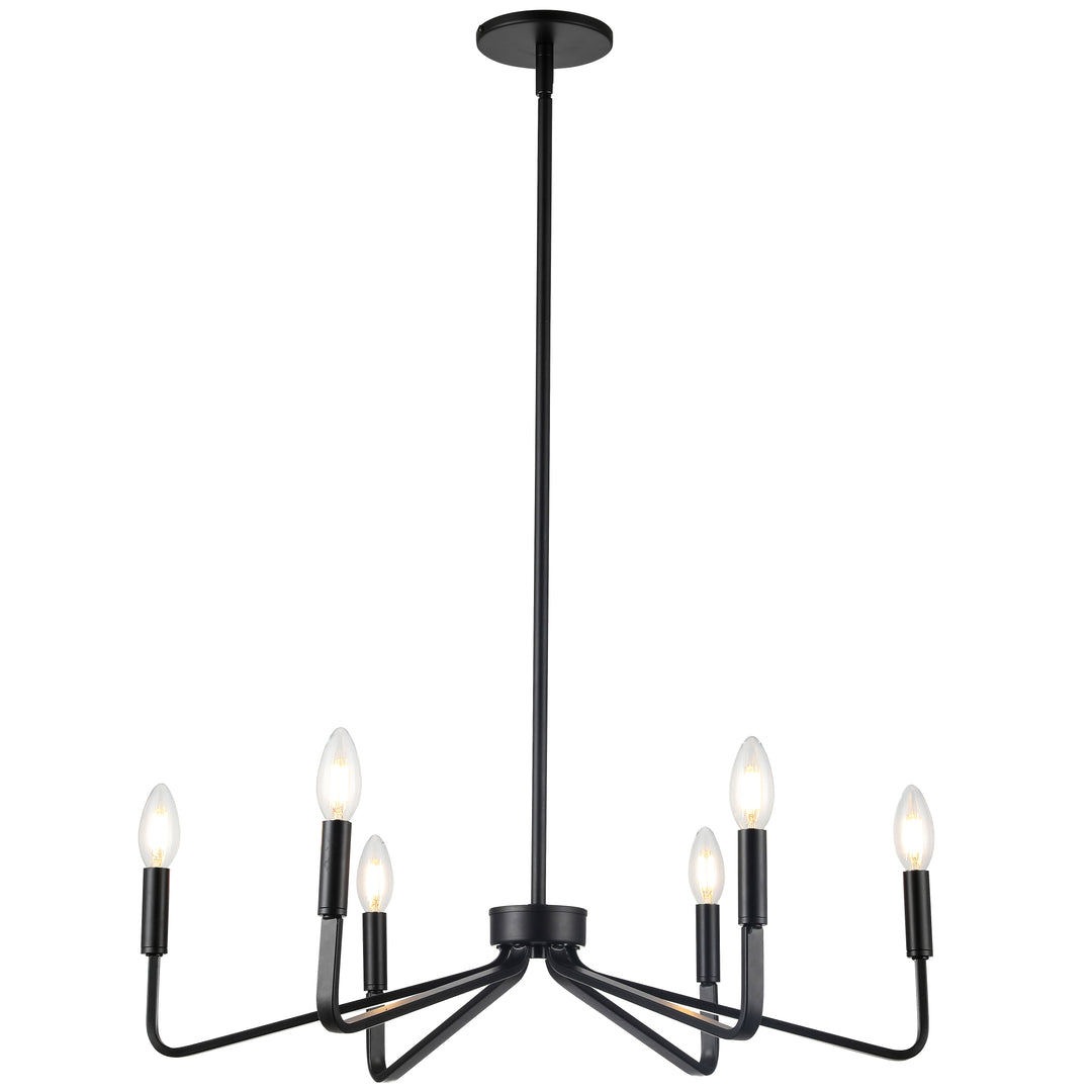 Clayton 6 Light Incandescent Chandelier in Black by Dainolite