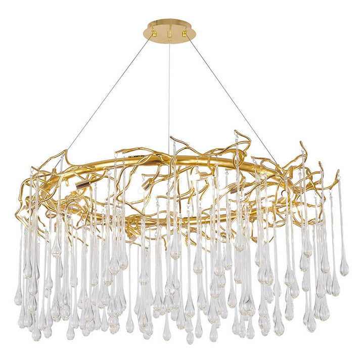 Aluminium Frame Chandelier with Clear Glass Hanging Drops by Bethel - view 11