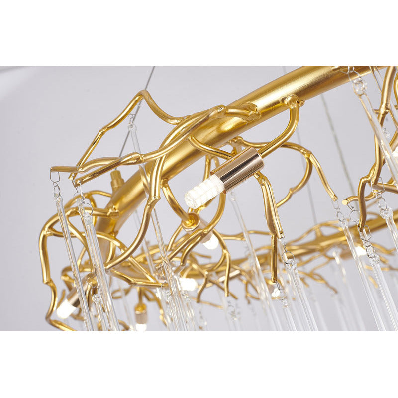 Aluminium Frame Chandelier with Clear Glass Hanging Drops by Bethel - view 12