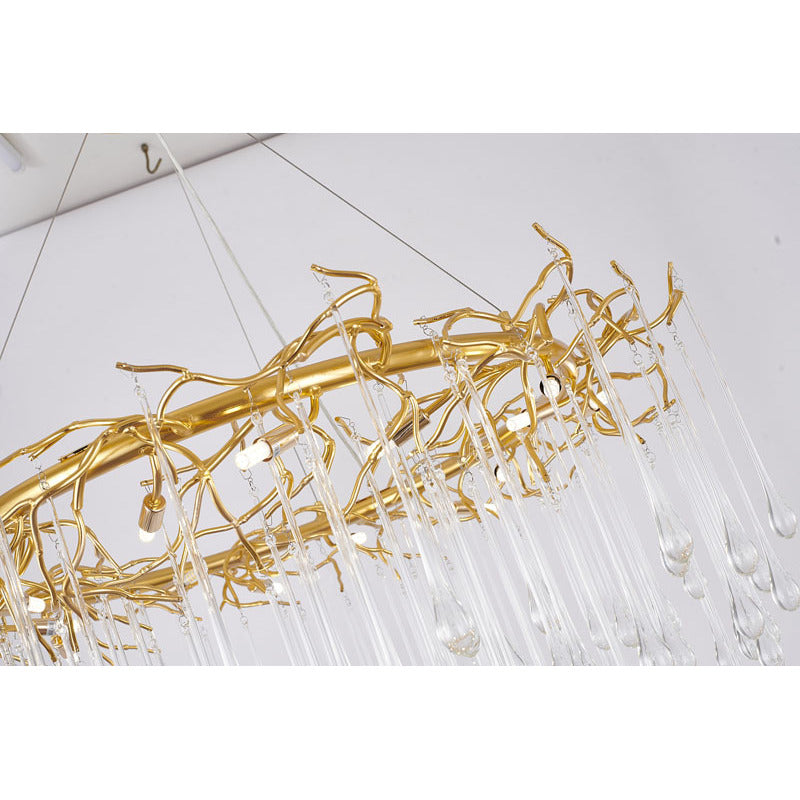 Aluminium Frame Chandelier with Clear Glass Hanging Drops by Bethel - view 13