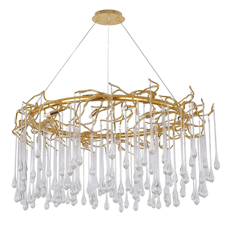 Aluminium Frame Chandelier with Clear Glass Hanging Drops by Bethel - view 15