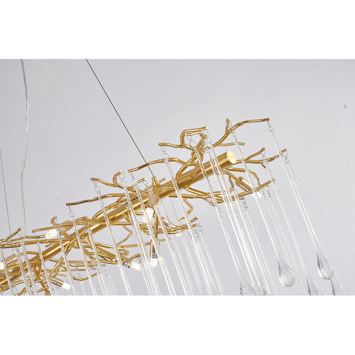 Aluminium Frame Chandelier with Clear Glass Hanging Drops by Bethel - view 20