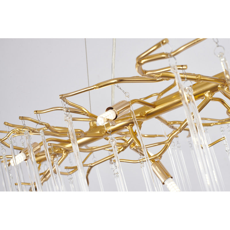 Aluminium Frame Chandelier with Clear Glass Hanging Drops by Bethel - view 21
